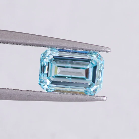 Diamante cultivado en laboratorio CVD azul de 2 quilates, talla esmeralda, color elegante, corte excelente con diamante creado en laboratorio certificado Igi