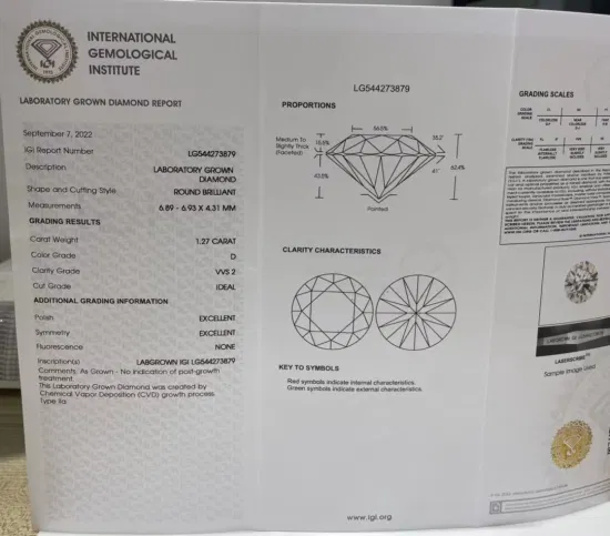 Hpht/CVD con Certificado D