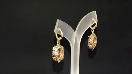 Joyería popular europea de los pendientes del descenso del estilo del oro 18K de la moda